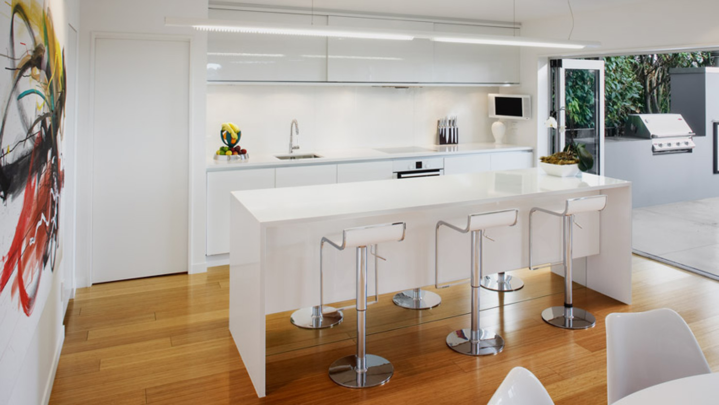 ingrid geldof Floating Slick White Kitchen ensuite, wardrobe and kitchen design